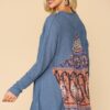 Waffle Knit & Woven Hi-Low Flowy Tunic Top – Denim