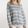Striped Round Neck Long Sleeve Top in Black & White