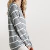 Striped Round Neck Long Sleeve Top in Black & White
