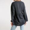 Confetti Babydoll Top with Long Puff Sleeves – Charcoal
