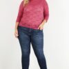 Plus Size Sheer Lace Fitted Top – Rose