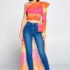Tie Dye One-Shoulder Top – Yellow/Fuchsia