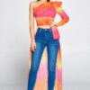 Tie Dye One-Shoulder Top – Yellow/Fuchsia