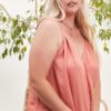 Plus Size Surplice Pleated Cami with Back Shirring – Terracotta
