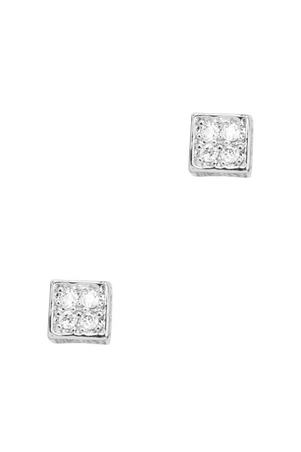 Secret Box Square Stone Stud Earrings – Gold & Silver