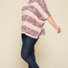 Plus Size Stripe Pleated Blouse with Boat Neck – Mauve