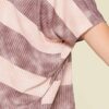 Plus Size Stripe Pleated Blouse with Boat Neck – Mauve
