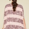 Plus Size Stripe Pleated Blouse with Boat Neck – Mauve
