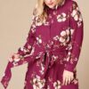 Plus Size Floral Woven Button-Down Shirt Dress