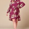 Plus Size Floral Woven Button-Down Shirt Dress