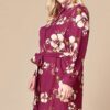 Plus Size Floral Woven Button-Down Shirt Dress