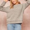 Multicolor Knit Sweater with Layered Hem – Grey