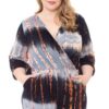 Tie Dye Wrap Romper – Plus Size, Black/Rust