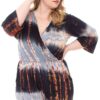 Tie Dye Wrap Romper – Plus Size, Black/Rust