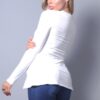 Slitted Long Sleeve Top – Ivory Rayon-Spandex