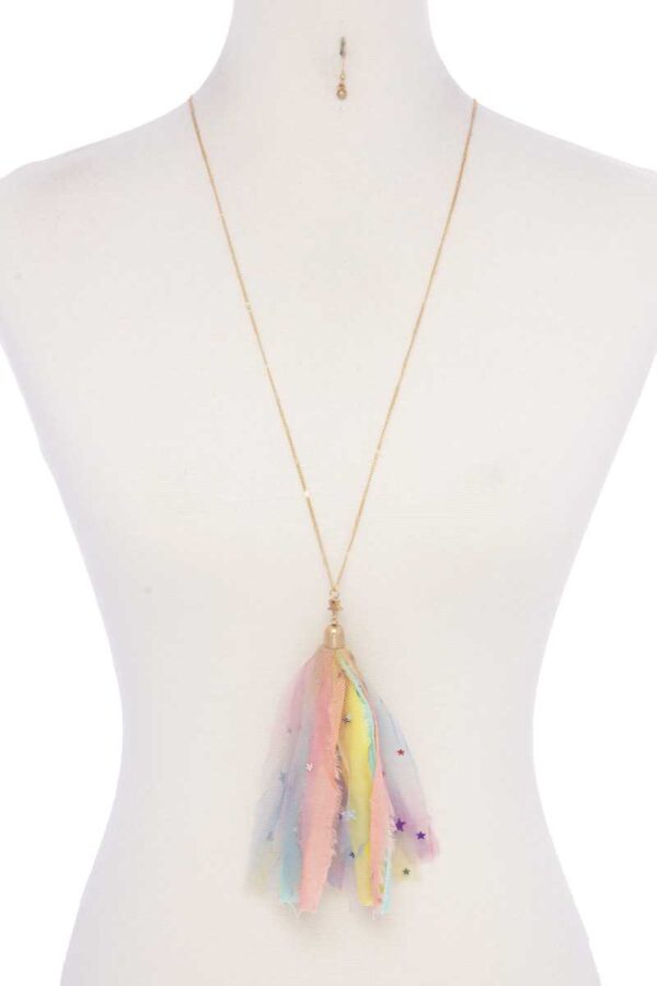 Tulle Tassel Necklace with Metallic Stars