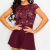 Floral Sheer Lace Combo Romper – Plum Lace Detail