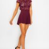 Floral Sheer Lace Combo Romper – Plum Lace Detail