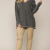 Plus Size Two-Tone Ribbed Tunic Top with Side Slits