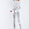 Metallic Scales Cropped Top & High-Waist Legging Set – Silver