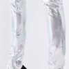 Metallic Scales Cropped Top & High-Waist Legging Set – Silver