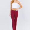 Textured Belted Long Pants – Burgundy Hue