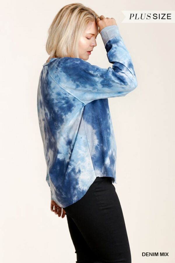 Plus Size Tie-Dye Raglan Button-Front Top – Denim