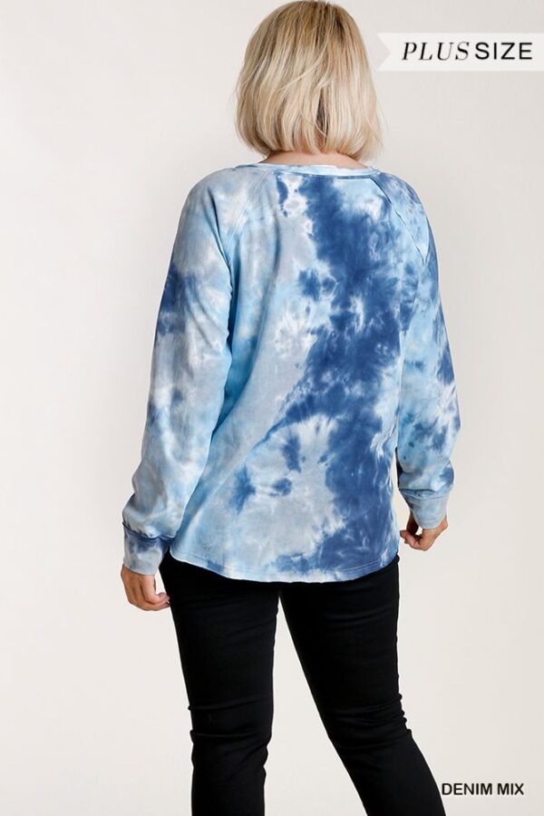 Plus Size Tie-Dye Raglan Button-Front Top – Denim