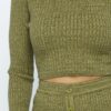 Knit Cropped Top & High-Waist Biker Shorts Set – Olive