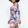 Lavender Tie-Dye Open-Shoulder Top & Ruching Skirt Set