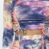 Lavender Tie-Dye Open-Shoulder Top & Ruching Skirt Set