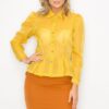 Organza Pleated Blouse – Long Sleeve in Mustard