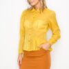 Organza Pleated Blouse – Long Sleeve in Mustard