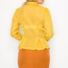 Organza Pleated Blouse – Long Sleeve in Mustard