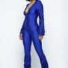 Shoulder-Padded Ruched Jumpsuit – Royal Blue