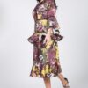 Cascade Ruffle Sleeve Tiered Midi Dress – Mustard Multi