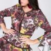 Cascade Ruffle Sleeve Tiered Midi Dress – Mustard Multi