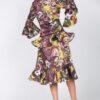 Cascade Ruffle Sleeve Tiered Midi Dress – Mustard Multi