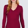 V-Neck Sweater with Rivet Buttons – Wine