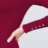V-Neck Sweater with Rivet Buttons – Wine