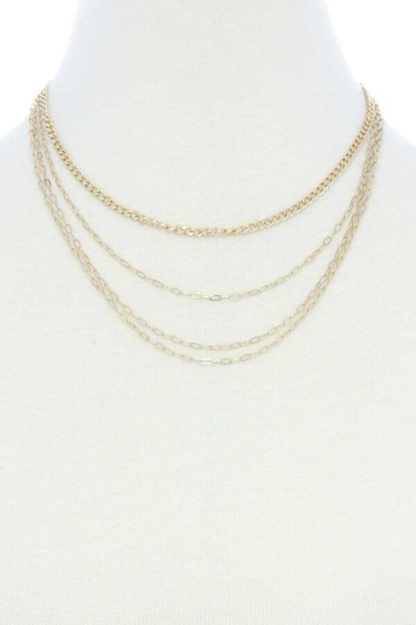 4-Layer Metal Necklace – Layered Chain, Gold or Rhodium