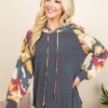 French Terry Hoodie with Army Camo Sleeves – Charcoal