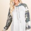 French Terry Hoodie with Army Camo Sleeves – Oat