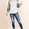 French Terry Hoodie with Army Camo Sleeves - Oat