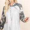 French Terry Hoodie with Army Camo Sleeves - Oat
