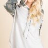 French Terry Hoodie with Army Camo Sleeves - Oat
