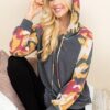 French Terry Hoodie with Army Camo Sleeves – Charcoal
