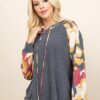 French Terry Hoodie with Army Camo Sleeves – Charcoal