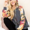 French Terry Hoodie with Army Camo Sleeves – Charcoal