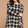 Soft Knit Buffalo Plaid Babydoll Tunic – Grey/Black